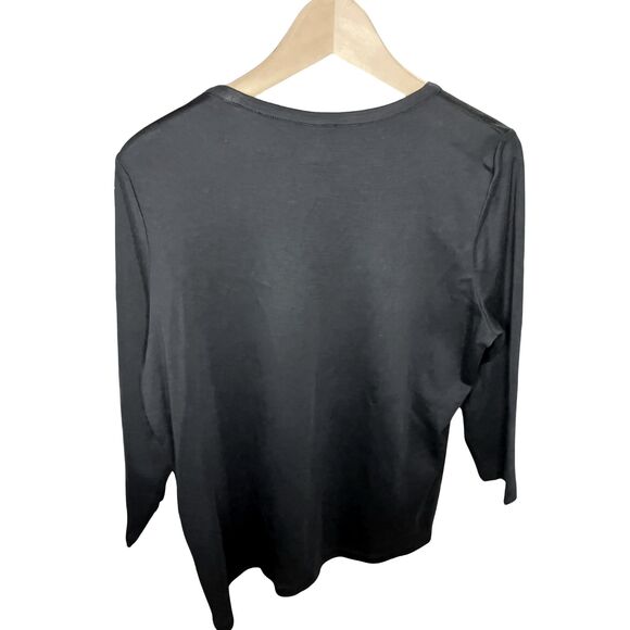 Peruvian Connection Pima Cotton Top XL Gray Scoop Neck 3/4 Sleeve NWT - Picture 3 of 7